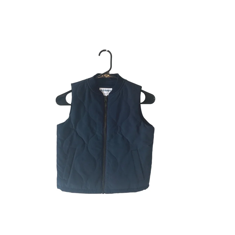 Old Navy Quilted Puffer Vest Navy‎ Blue Kids Size S 6 7 Outerwear Zip Up